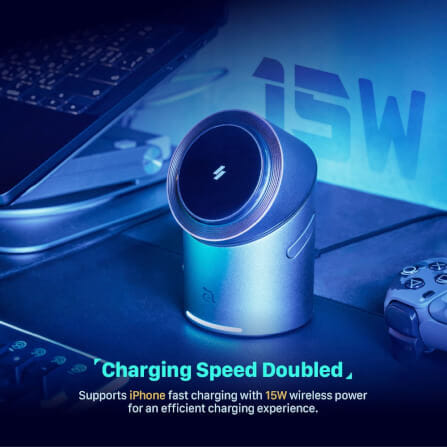 แท่นชาร์จไร้สาย ADAM elements Mag Tube Qi2 3-in-1 Intelligent Charging Station สีดำ_3
